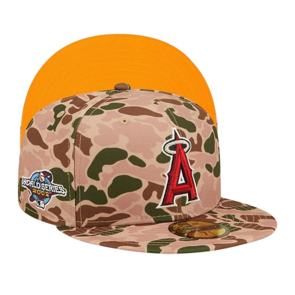 New Era Los Angeles Angels MLB Duck Camo 2002 World Series Fitted Hat Size 7 1/8
